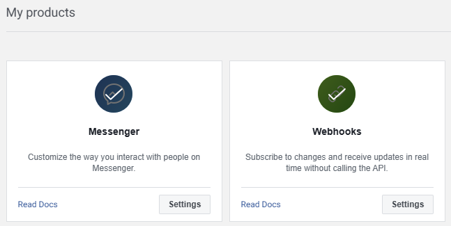 Subscribe Messenger and Webhooks products